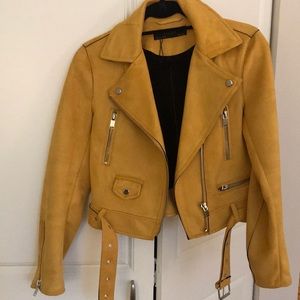 Yellow Faux Suede Jacket